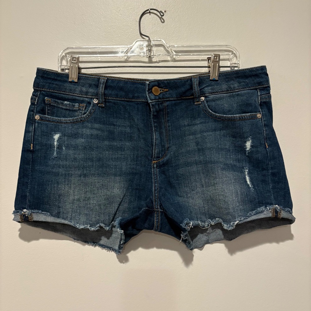 DL1961 Karlie Boyfriend Shorts Blue Distressed Denim Raw Hem Size 29‎